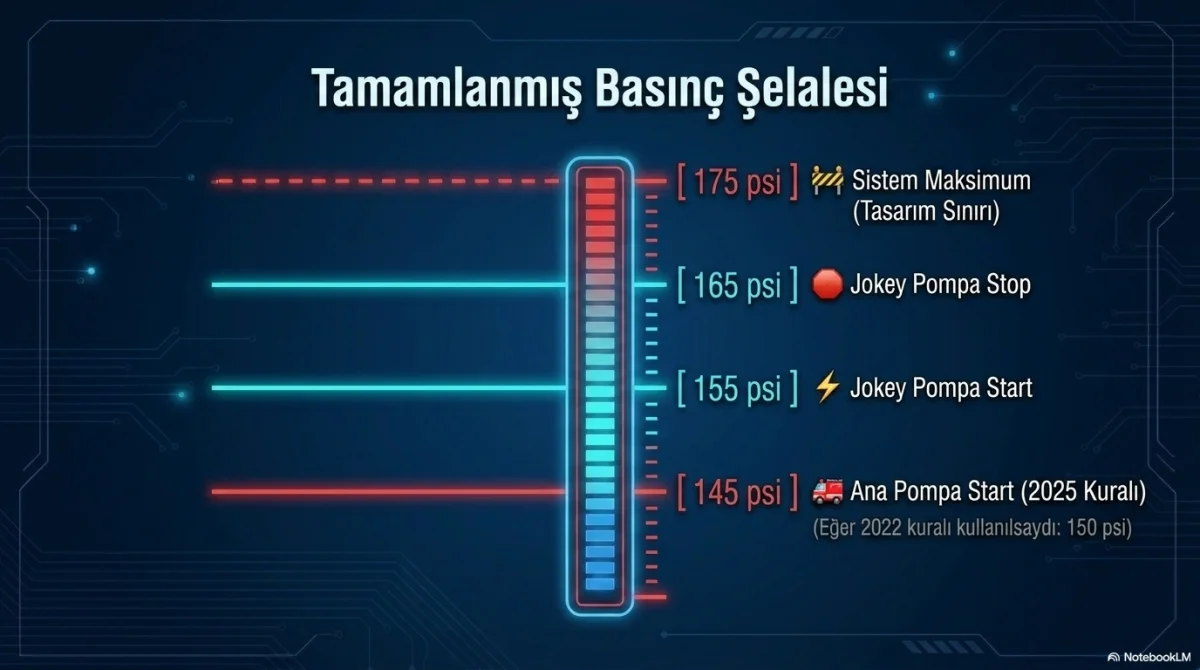 Tamamlanmış NFPA 20 basınç şelalesi (psi): 175 / 165 / 155 / 145 psi kademeleri