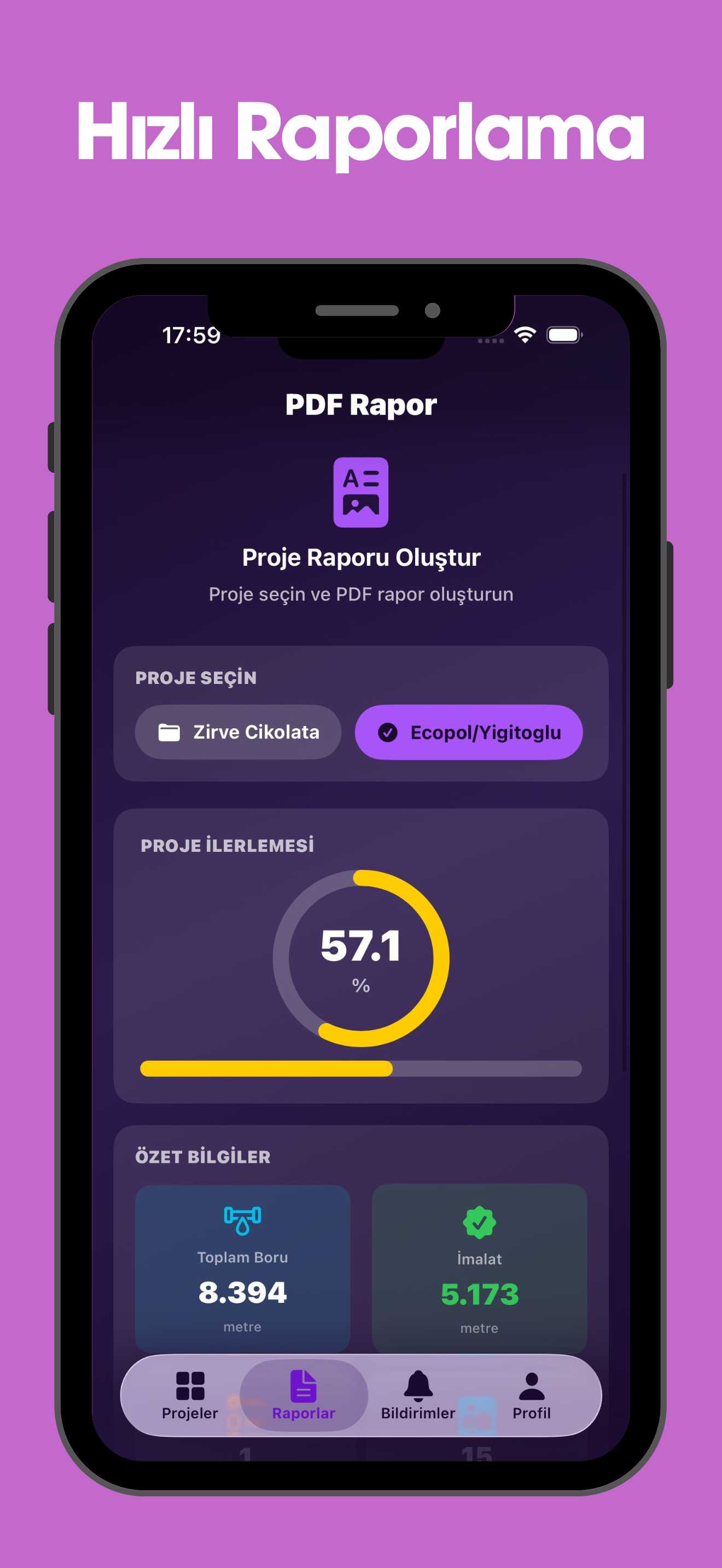 Santiye Takip hizli raporlama